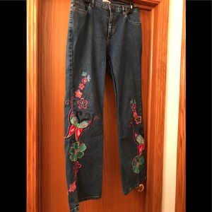 Ladies embroidered jeans